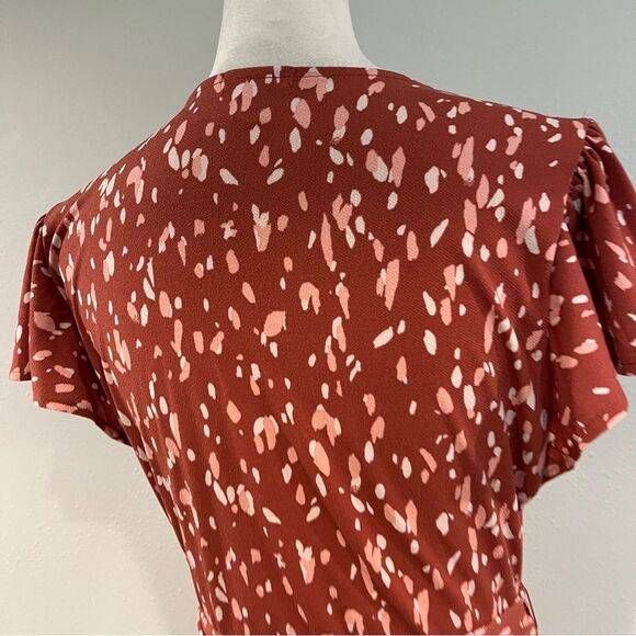 Nine West fake wrap flutter sleeves mini Dress size medium - Picture 7 of 13